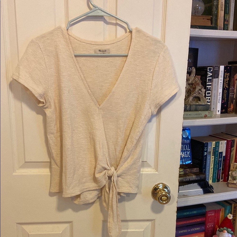 Madewell Cream Wrap Tie Front Blouse